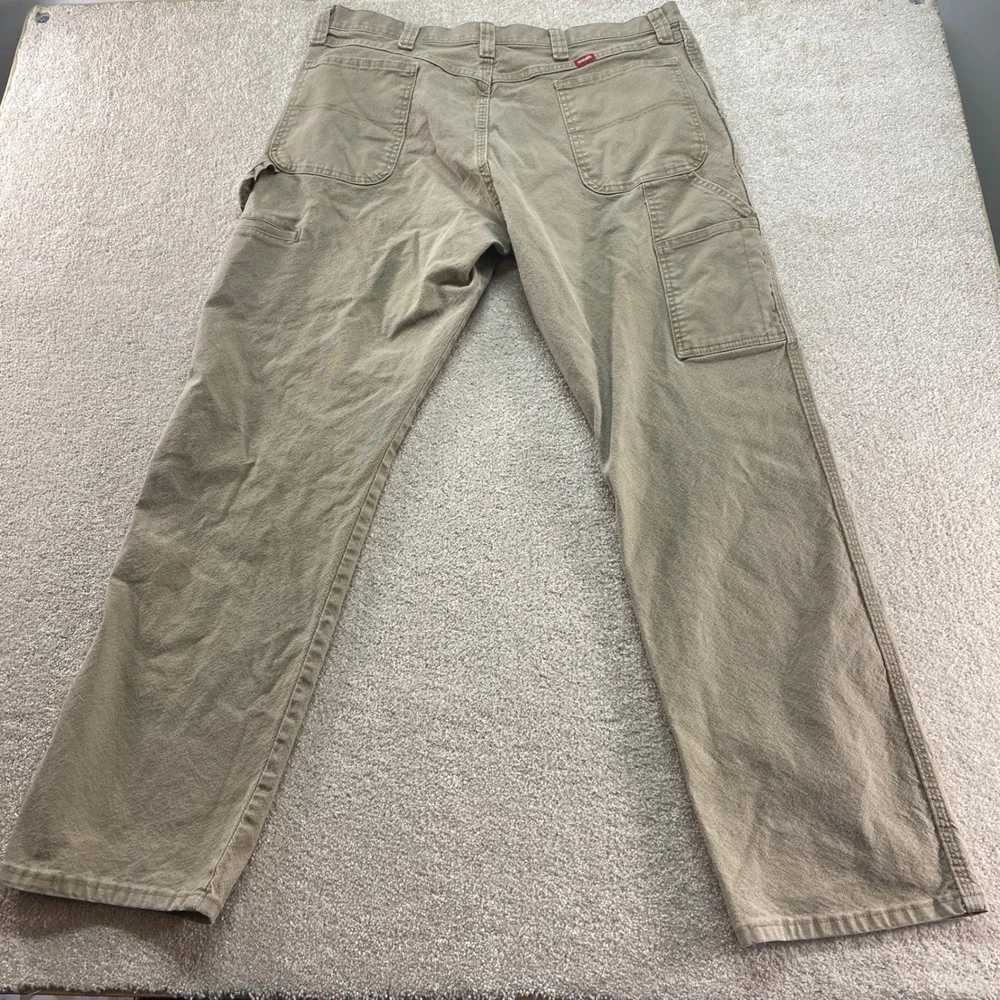 Wrangler Carpenter Pants Mens 38x34 Khaki Tan Stretch Utility Workwear‎ Pockets